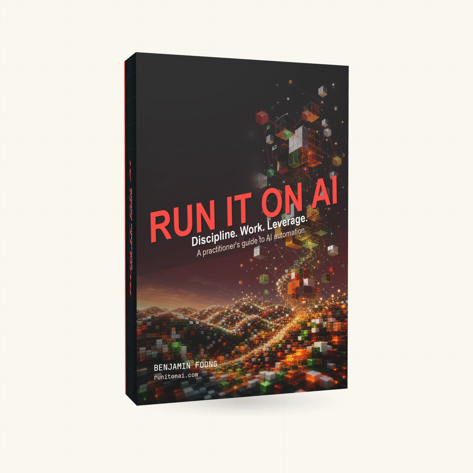 Run It on AI paperback book shown in a diagonal studio product photo